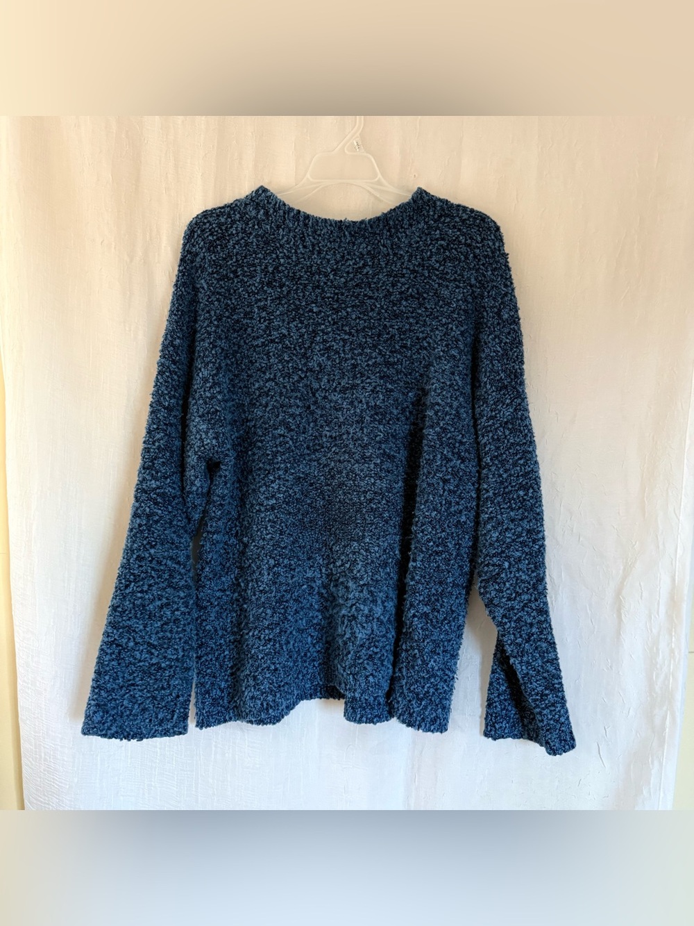 Victoria Jones Blue Long-Sleeve Bouclé Sweater